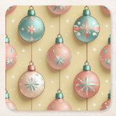 ヴィンテージ クリスマス オーナメント ホリデー スクエアペーパーコースター (正面)