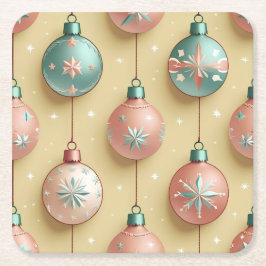 ヴィンテージ クリスマス オーナメント ホリデー スクエアペーパーコースター