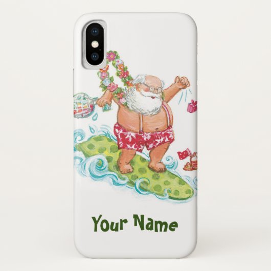 ヴィンテージ クリスマス カートゥーン サーフィン サンタクロース Case-Mate iPhoneケース (裏面)