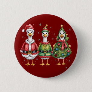 ヴィンテージ クリスマス ガチョウ サンタ アヒル シリーガチョウ 缶バッジ