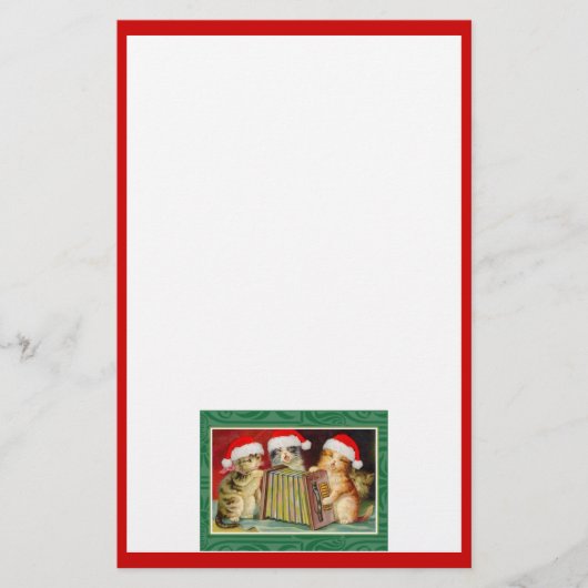 ヴィンテージ・クリスマス・キャッツ 便箋 (正面)