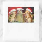 ヴィンテージ・クリスマス・キャッツ 長方形シール (バッグ)
