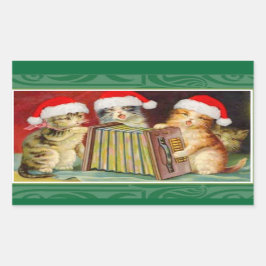ヴィンテージ・クリスマス・キャッツ 長方形シール