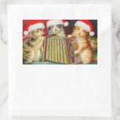 ヴィンテージ・クリスマス・キャッツ 長方形シール (バッグ)
