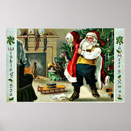 ヴィンテージ クリスマス グリーティング ポスター (正面)