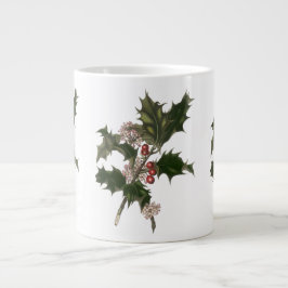 ヴィンテージ クリスマス グリーン ホーリー ベリー ジャンボコーヒーマグカップ