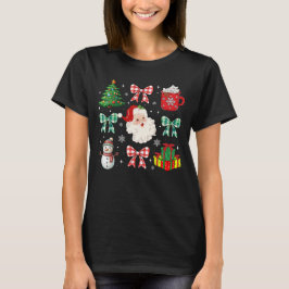 ヴィンテージ クリスマス コラージュ サンタ クリスマスツリー リボン 冬の飾り Tシャツ