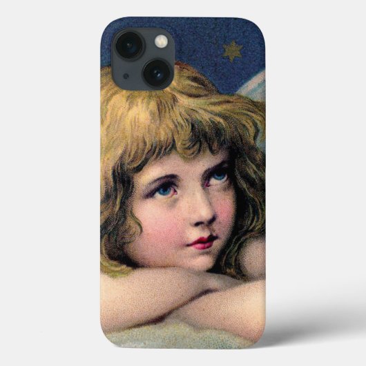 ヴィンテージ クリスマス、ゴールドの星に囲まれた美しい天使 Case-Mate iPhoneケース (裏面)
