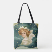 ヴィンテージ クリスマス、ゴールドスターのヴィクトリア朝の天使 トートバッグ (裏面)