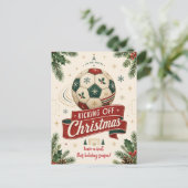 ヴィンテージ クリスマス サッカー ボール グリーティングカード (スタンド正面)