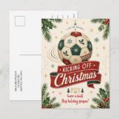 ヴィンテージ クリスマス サッカー ボール グリーティングカード (正面/裏面)