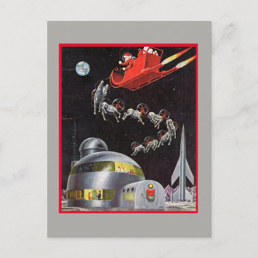 ヴィンテージ クリスマス サンタとトナカイ 宇宙 (正面)