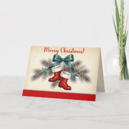 ヴィンテージ クリスマス サンタのブーツとリボン
