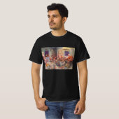 ヴィンテージ クリスマス サンタクロースとエルフの工房 Tシャツ (正面フル)