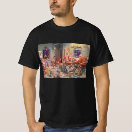 ヴィンテージ クリスマス サンタクロースとエルフの工房 Tシャツ