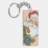 ヴィンテージ クリスマス サンタクロースとツリー オーナメント キーホルダー (正面左)