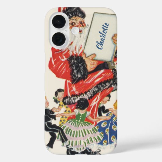 ヴィンテージ クリスマス サンタクロースと子供たちのダンス Case-Mate iPhoneケース (裏面)