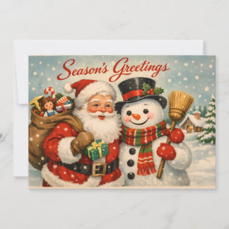 ヴィンテージ クリスマス サンタクロースと雪だるま