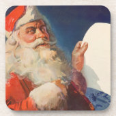 ヴィンテージ クリスマス、サンタクロースのいい子リスト コースター (正面)