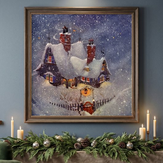 ヴィンテージ クリスマス、サンタクロースの北極の工房 ポスター