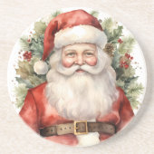 ヴィンテージ クリスマス サンタクロースの笑顔 コースター (正面)
