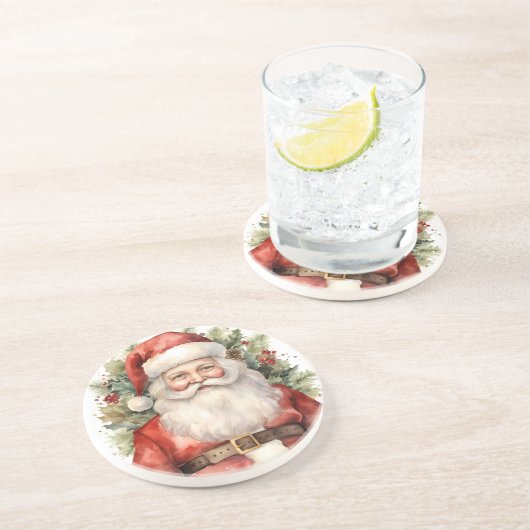 ヴィンテージ クリスマス サンタクロースの笑顔 コースター (側面)