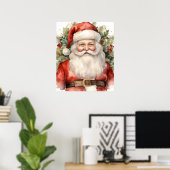 ヴィンテージ クリスマス サンタクロースの笑顔 ポスター (ホームオフィス)