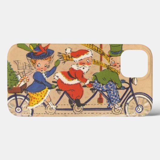 ヴィンテージ クリスマス、サンタクロースの自転車乗り Case-Mate iPhoneケース (裏面 (横))