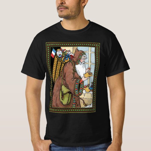 ヴィンテージ クリスマス, サンタクロース おもちゃ 木靴 Tシャツ (正面)