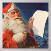 ヴィンテージ クリスマス サンタクロース ナウティーorナイス リスト ポスター (正面)