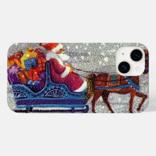 ヴィンテージ クリスマス、サンタクロース ホース オープン そり Case-Mate iPhone 14ケース