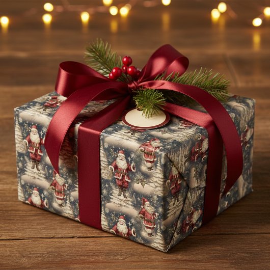 ヴィンテージ クリスマス サンタクロース ラッピングペーパー