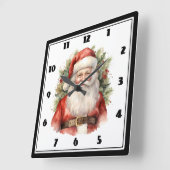 ヴィンテージ クリスマス サンタクロース 微笑み スクエア壁時計 (傾斜)