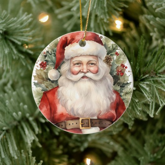 ヴィンテージ クリスマス サンタクロース 微笑み セラミックオーナメント (ツリー)