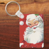 ヴィンテージ クリスマス サンタクロース 陽気でウインク キーホルダー (正面)