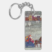 ヴィンテージ クリスマス、サンタクロース 馬そり キーホルダー (正面左)