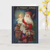 ヴィンテージ・クリスマス – サンタ&ディバイン・エンジェル・チャイルド, カード (黄色い花)