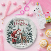 ヴィンテージ クリスマス サンタ&トナカイ ペーパープレート (パーティー)