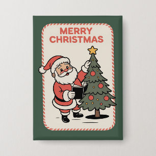 ヴィンテージ クリスマス サンタ 読書 ホリデー 缶バッジ