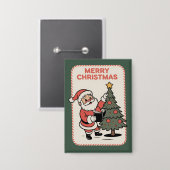 ヴィンテージ クリスマス サンタ 読書 ホリデー 缶バッジ (正面/裏面)
