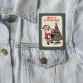 ヴィンテージ クリスマス サンタ 読書 ホリデー 缶バッジ (インサイチュ)