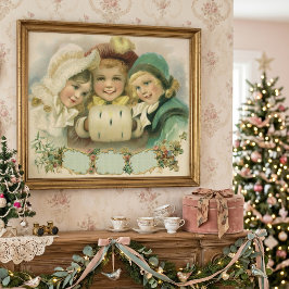 ヴィンテージ クリスマス シスターズ ビクトリア朝の子供たち ポスター
