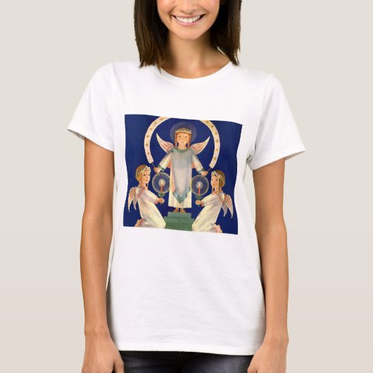 ヴィンテージ クリスマス スウェーデンの聖ルチアの天使 Tシャツ (正面)