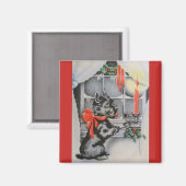 ヴィンテージ・クリスマス – スコットランド犬、 マグネット (正面/裏面)