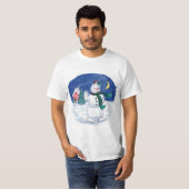 ヴィンテージ クリスマス スノーマン ウェイビング Tシャツ (正面フル)