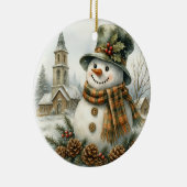 ヴィンテージ クリスマス スノーマン セラミックオーナメント (右)