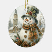 ヴィンテージ クリスマス スノーマン セラミックオーナメント (左)