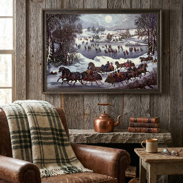 ヴィンテージ クリスマス セントラルパークの冬 ポスター