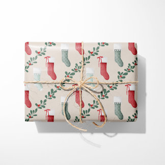 ヴィンテージ クリスマス ソックス ラッピングペーパー