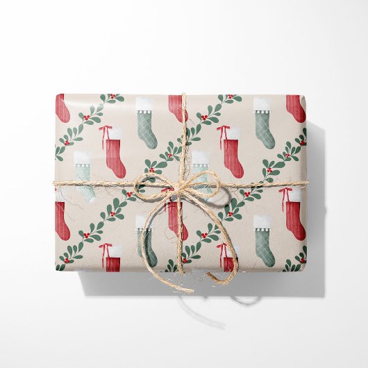 ヴィンテージ クリスマス ソックス ラッピングペーパー